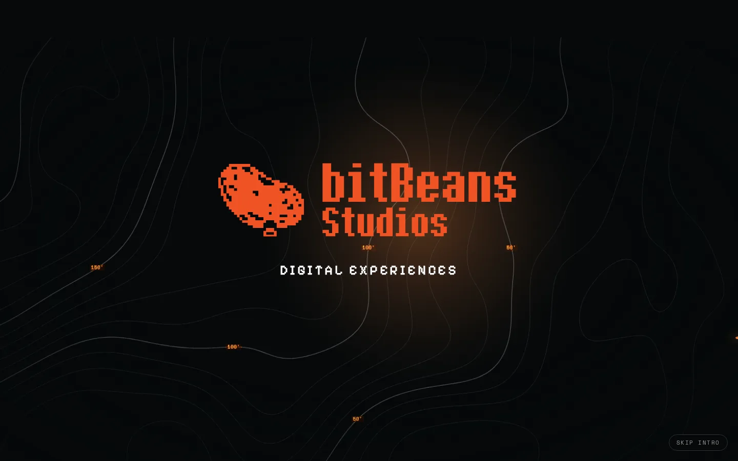 bitBeans Studios website, hero section
