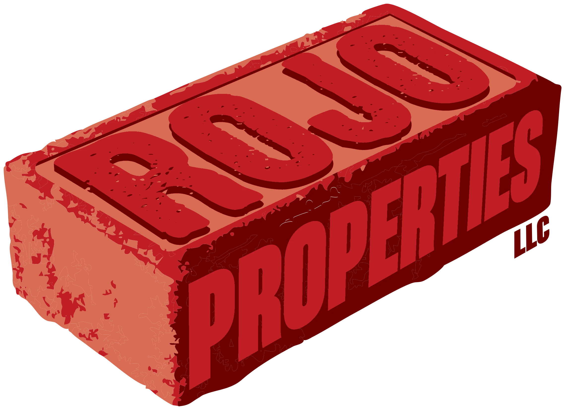Rojo Properties logo: a red brick in perspective with ROJO stamped into the top and PROPERTIES LLC on the side